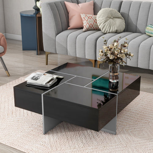 Unique Design Coffee Table With 4 Hidden Storage Compartment