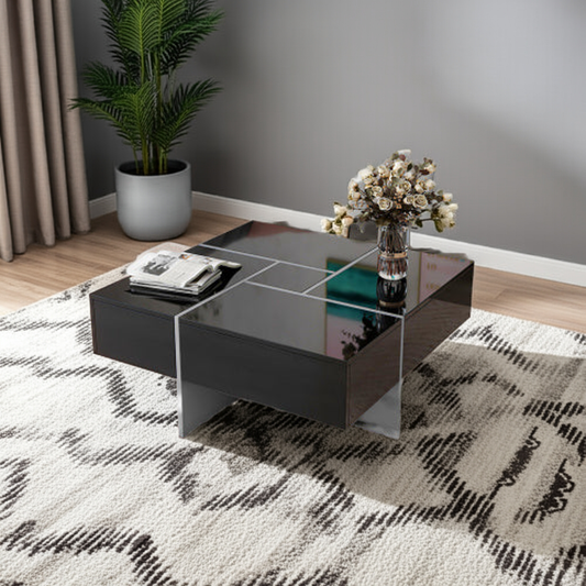 Unique Design Coffee Table With 4 Hidden Storage Compartment